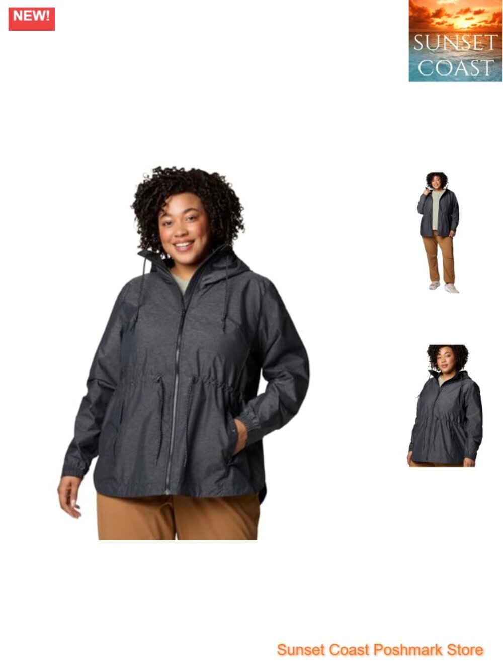 Waterproof Raincoat Nylon Blend Lightweight Hooded Rain Jacket